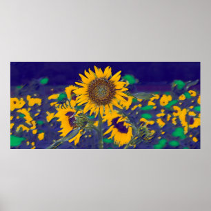 Groene zonnebloem poster