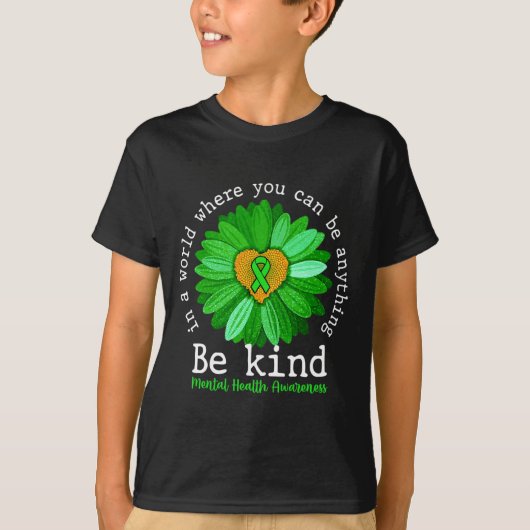 Groene zonnebloem Soort T-shirt Geestelijke gezond (Voorkant)