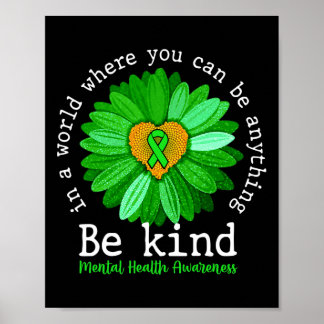 Groene zonnebloem Soort T-shirt Geestelijke gezond Poster