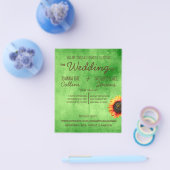 Groene Zonnebloem Trouwkaart Flyer (Enkel)