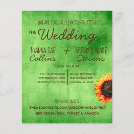 Groene Zonnebloem Trouwkaart Flyer