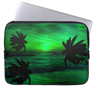 GROENE ZONSONDERGANGEN OCEAAN SCHITTEREND LAPTOP SLEEVE