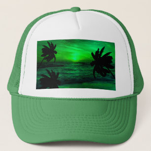 GROENE ZONSONDERGANGEN OCEAN SCHILDERACHTIG TRUCKER PET