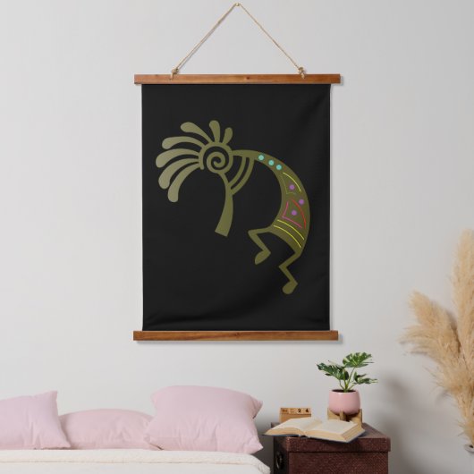 Groene Zuidwestelijke Kokopelli Hangend Wandkleed (Slaapkamer)