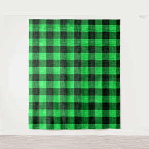 Groene Zwart Kruisraster Buffalo Check Wandkleed