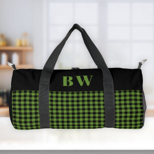Groene Zwarte Buffalo Check Vetgedrukte Monogram  Plunjezak