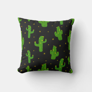 Groene Zwarte Cartoon Cactus Plant Patroon Kussen