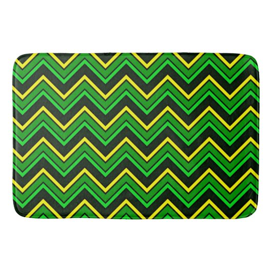 Groene, zwarte en gele chevron zigzag badmat (Voorkant)