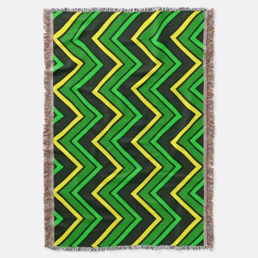 Groene, zwarte en gele chevron zigzag deken (Voorkant Verticaal)
