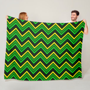 Groene, zwarte en gele chevron zigzag fleece deken