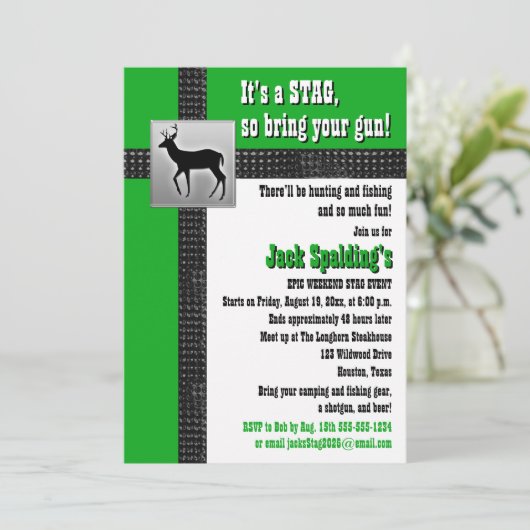 Groene, Zwarte en Witte Herten Uitnodiging (Staand voorkant)