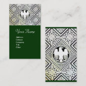 GROENE ZWARTE EN WITTE ROMAN ELGF-DAMASKMOTIFS VISITEKAARTJE (Voorkant / Achterkant)