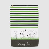 Groene, zwarte en witte strepe kat Golfer Golfhanddoek (Voorkant)