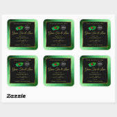 Groene zwarte Glitter-productlabels Ladybug-Logo Vierkante Sticker (Vel)