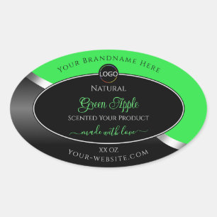 Groene Zwarte Golvende Zilveren Productlabels met Ovale Sticker