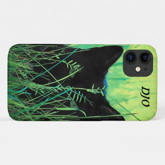 Groene zwarte kat stalking Case-Mate iPhone case (Achterkant (horizontaal))