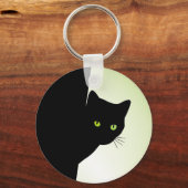 Groene zwarte kleurstofkat sleutelhanger (Voorkant)