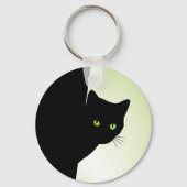 Groene zwarte kleurstofkat sleutelhanger (Achterkant)