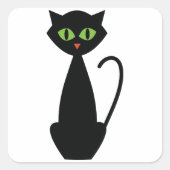 Groene zwarte kleurstofkat vierkante sticker (Voorkant)