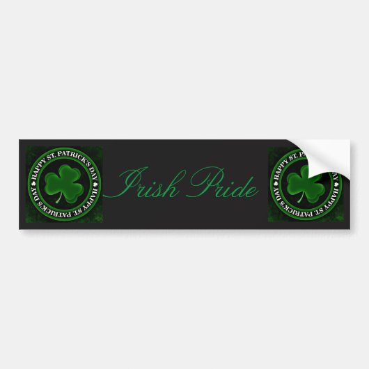Groene/zwarte Shamrock St Patrick's Day Irish Prid Bumpersticker (Voorkant)