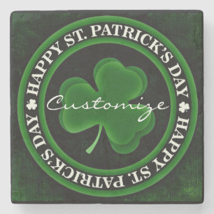 Groene/zwarte Shamrock St Patrick's Day Irish Prid Stenen Onderzetter