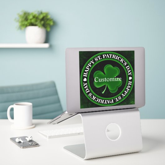 Groene/zwarte Shamrock St Patrick's Day Irish Prid Sticker (Laptop op bureau)