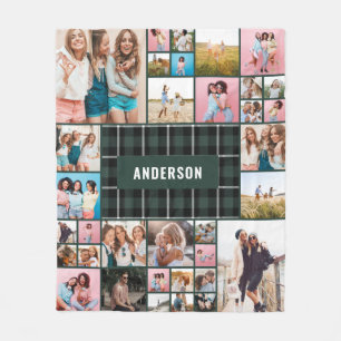 Groene zwarte vlecht moderne minimale pampas 34 fo fleece deken