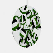 Groene zwarte volleyballen Een atleet naam Keepsak Metalen Ornament (Voorkant Rechts)