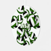 Groene zwarte volleyballen Een atleet naam Keepsak Metalen Ornament (Voorkant links)