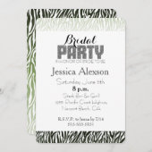 Groene Zwarte Zebra Print Vrijgezellenfeest Kaart (Voorkant / Achterkant)