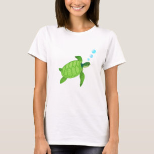 Groene zwemmende zeeschildpad t-shirt