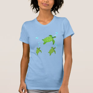 Groene zwemmende zeeschildpadden t-shirt