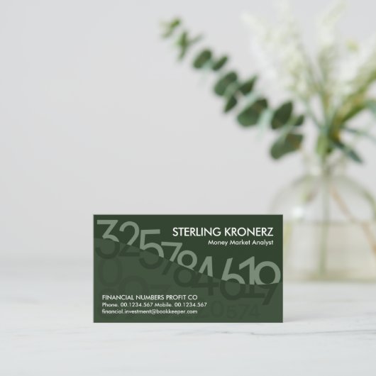 Groene zwevende getallen Wave Dollar Visitekaartje (Staand voorkant)