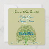 Groene Zwirl Love Tree Weddenschap Save The Date (Voorkant)