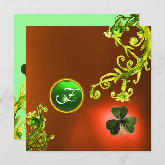 GROENE ZWIRLS EN SHAMROCK ST PATRICK'S DAY PARTY KAART (Voorkant / Achterkant)