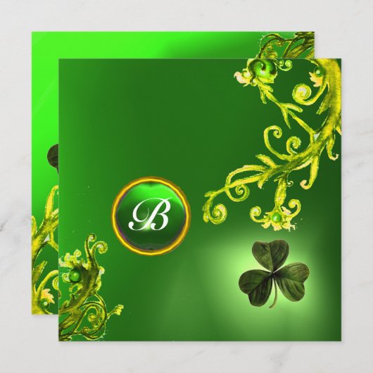 GROENE ZWIRLS EN SHAMROCK ST PATRICK'S DAY PARTY KAART (Voorkant / Achterkant)