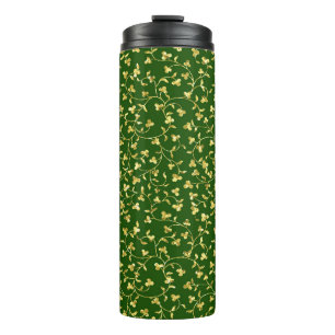 GROENEN MET GOLD GLITTER KIJKEN IRISH SHAMROCKS AA THERMOSBEKER