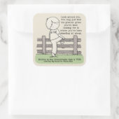 Groener gras vierkante sticker (Tas)