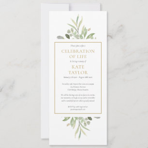 Groenfeest van het Leven Funeral Service Kaart