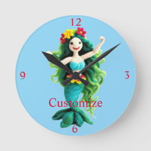 Groenharige zeemeermin Thunder_Cove Ronde Klok