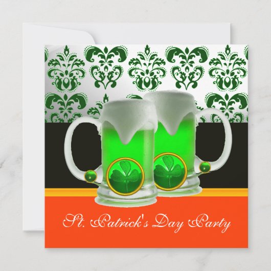 GROENIRISH BEER GLASSES, ST PATRICK DAY PARTIJ KAART (Voorkant)