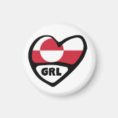 Groenland Landcode vlag Hart, GRL Magneet (Voorkant)