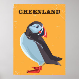 Groenlandse Papegaaiduiker vintage reisposter Poster