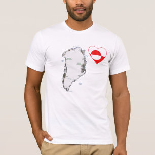 Groenlandse vlaggenheart en kaart T-shirt