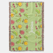 Groenpatroon verse zomervruchten deken (Voorkant Verticaal)