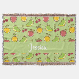 Groenpatroon verse zomervruchten deken