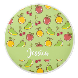 Groenpatroon verse zomervruchten keramische knop