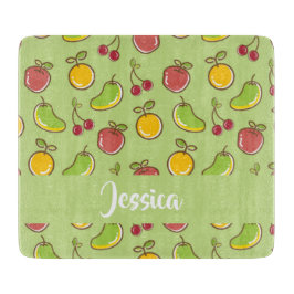 Groenpatroon verse zomervruchten snijplank