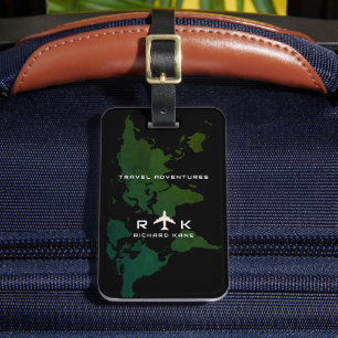 Groense Wereldkaart internationale reisservice op  Bagagelabel