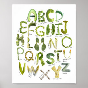 Groente Alfabet - Eet je Groenten Kinderen Groente Poster